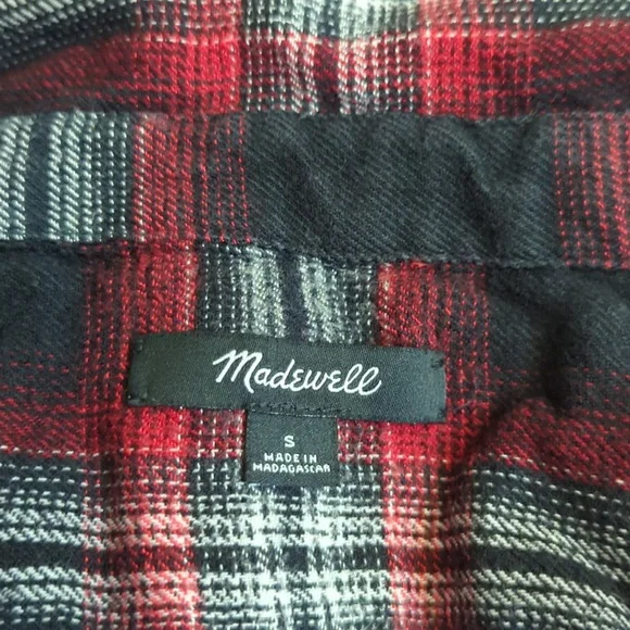 Madewell Flannel Classic Ex-Boyfriend Shirt in Rollins Red Plaid Size Small - Picture 8 of 9